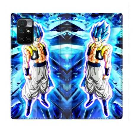 Housse Cuir Portefeuille Pour Xiaomi Redmi 10 Manga Dragon Ball Gogeta Lumiere