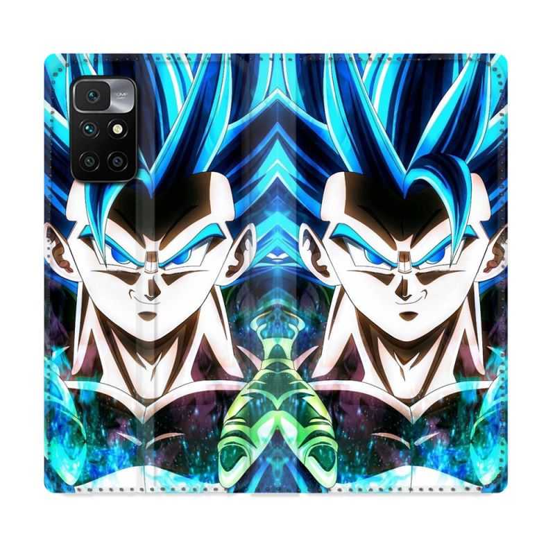 Housse Cuir Portefeuille Pour Xiaomi Redmi 10 Manga Dragon Ball Gogeta Visage