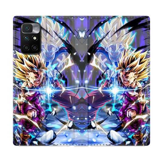Housse Cuir Portefeuille Pour Xiaomi Redmi 10 Manga Dragon Ball Sangohan Duo