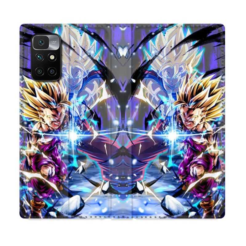Housse Cuir Portefeuille Pour Xiaomi Redmi 10 Manga Dragon Ball Sangohan Duo