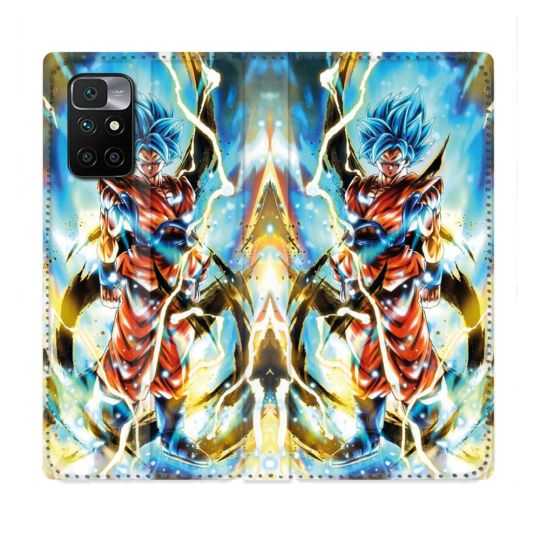 Housse Cuir Portefeuille Pour Xiaomi Redmi 10 Manga Dragon Ball Sangoku Blanc