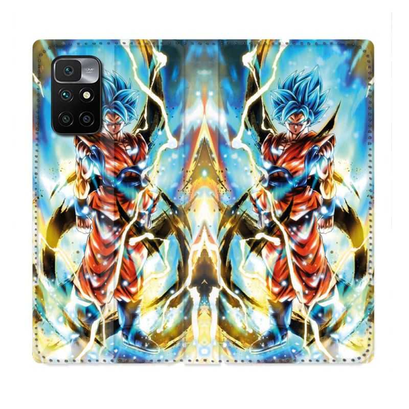 Housse Cuir Portefeuille Pour Xiaomi Redmi 10 Manga Dragon Ball Sangoku Blanc