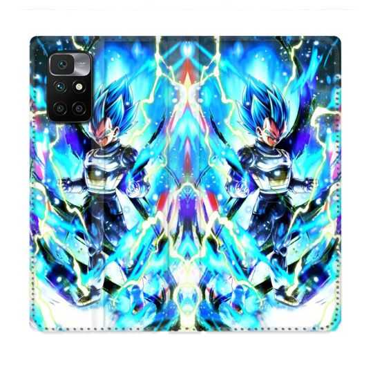 Housse Cuir Portefeuille Pour Xiaomi Redmi 10 Manga Dragon Ball Vegeta Bleu
