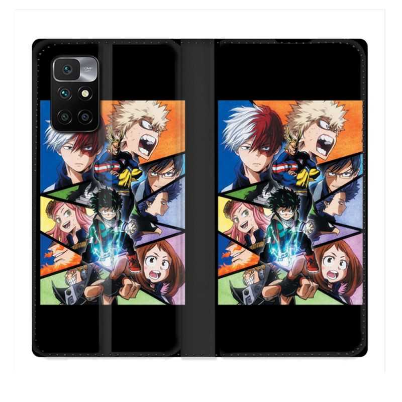 Housse Cuir Portefeuille Pour Xiaomi Redmi 10 Manga My Hero Academia Noir