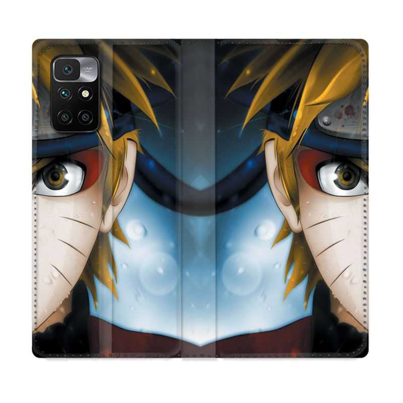 Housse Cuir Portefeuille Pour Xiaomi Redmi 10 Manga Naruto Blanc