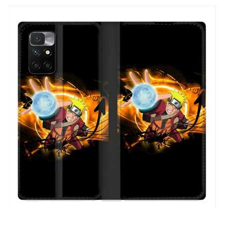 Housse Cuir Portefeuille Pour Xiaomi Redmi 10 Manga Naruto Noir