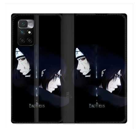 Housse Cuir Portefeuille Pour Xiaomi Redmi 10 Manga Naruto Sasuke Itachi