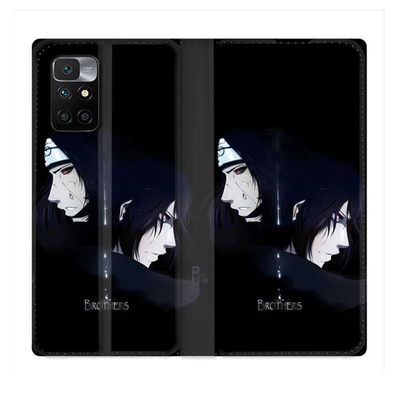 Housse Cuir Portefeuille Pour Xiaomi Redmi 10 Manga Naruto Sasuke Itachi