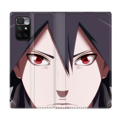 Housse Cuir Portefeuille Pour Xiaomi Redmi 10 Manga Naruto Sasuke visage