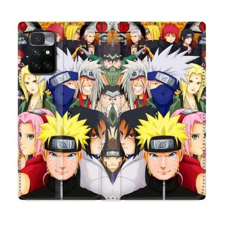 Housse Cuir Portefeuille Pour Xiaomi Redmi 10 Manga Naruto Team