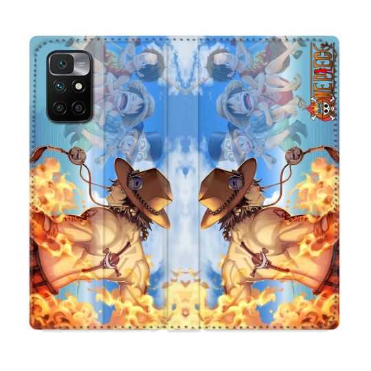 Housse Cuir Portefeuille Pour Xiaomi Redmi 10 Manga One Piece Ace Color