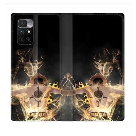 Housse Cuir Portefeuille Pour Xiaomi Redmi 10 Manga One Piece Ace Noir