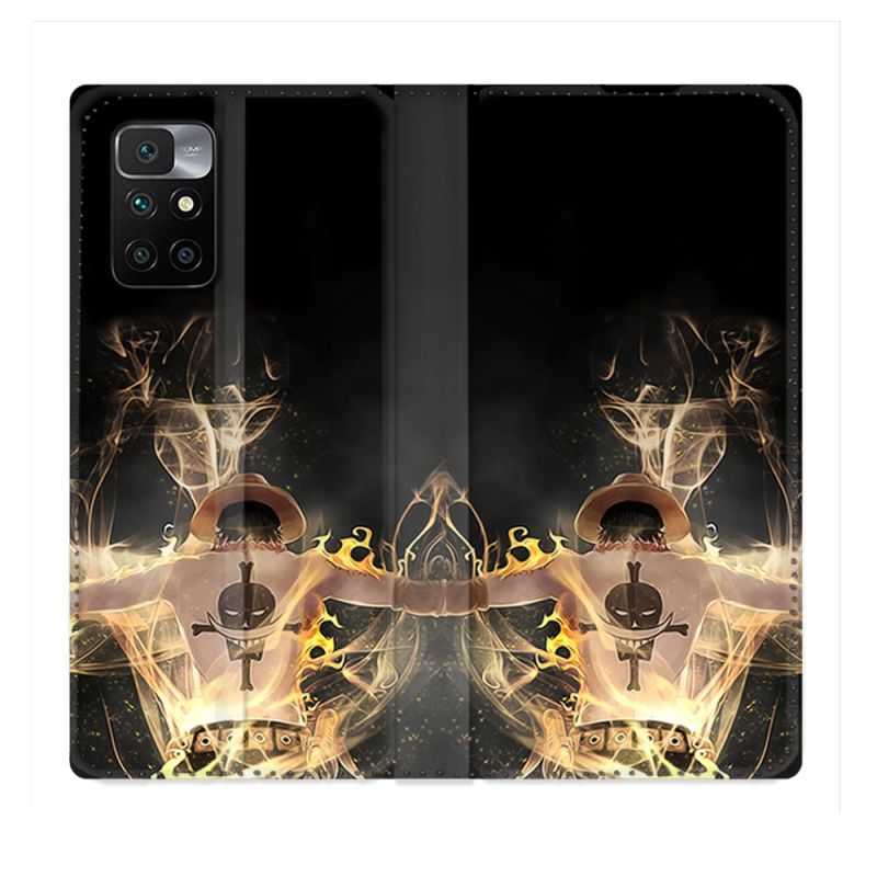 Housse Cuir Portefeuille Pour Xiaomi Redmi 10 Manga One Piece Ace Noir