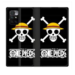 Housse Cuir Portefeuille Pour Xiaomi Redmi 10 Manga One Piece Tete de Mort
