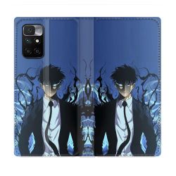 Housse Cuir Portefeuille Pour Xiaomi Redmi 10 Manga Solo Leveling Sung Bleu