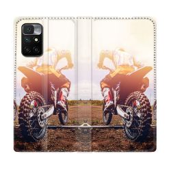 Housse Cuir Portefeuille Pour Xiaomi Redmi 10 Moto Cross Soleil