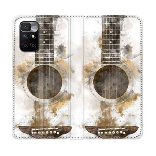 Housse Cuir Portefeuille Pour Xiaomi Redmi 10 Musique Guitare Tag