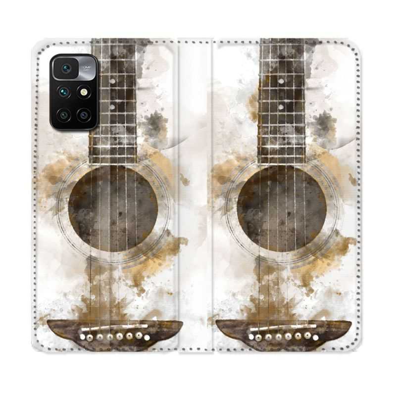 Housse Cuir Portefeuille Pour Xiaomi Redmi 10 Musique Guitare Tag