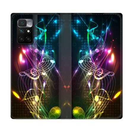 Housse Cuir Portefeuille Pour Xiaomi Redmi 10 Musique Partition Multicolore