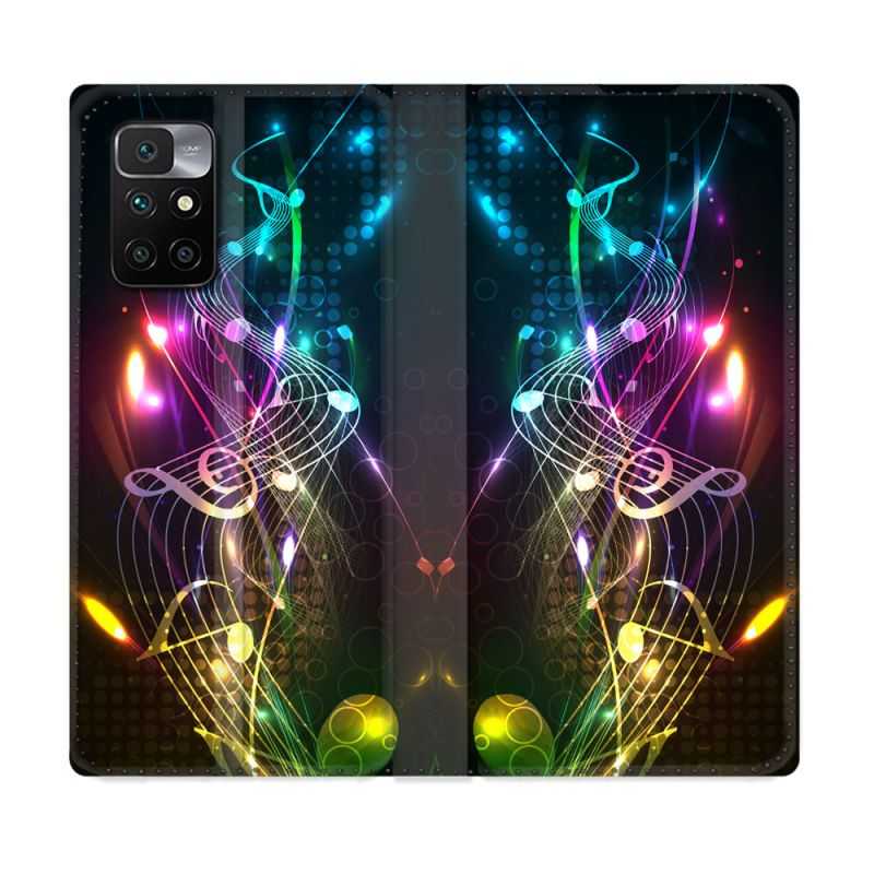 Housse Cuir Portefeuille Pour Xiaomi Redmi 10 Musique Partition Multicolore
