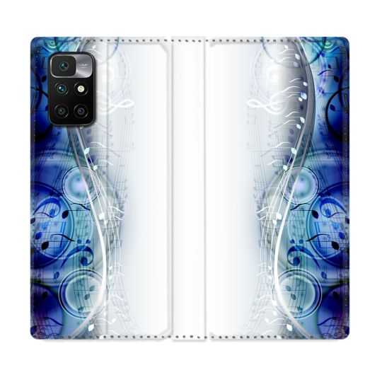 Housse Cuir Portefeuille Pour Xiaomi Redmi 10 Musique Partition Vague