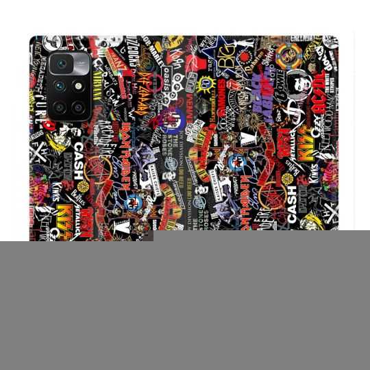 Housse Cuir Portefeuille Pour Xiaomi Redmi 10 Musique Rock Groupe