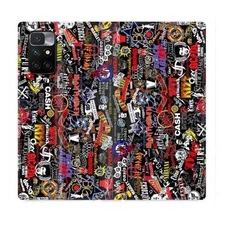 Housse Cuir Portefeuille Pour Xiaomi Redmi 10 Musique Rock Groupe