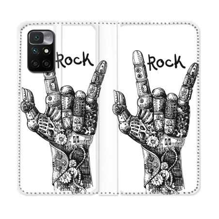 Housse Cuir Portefeuille Pour Xiaomi Redmi 10 Musique Rock Main