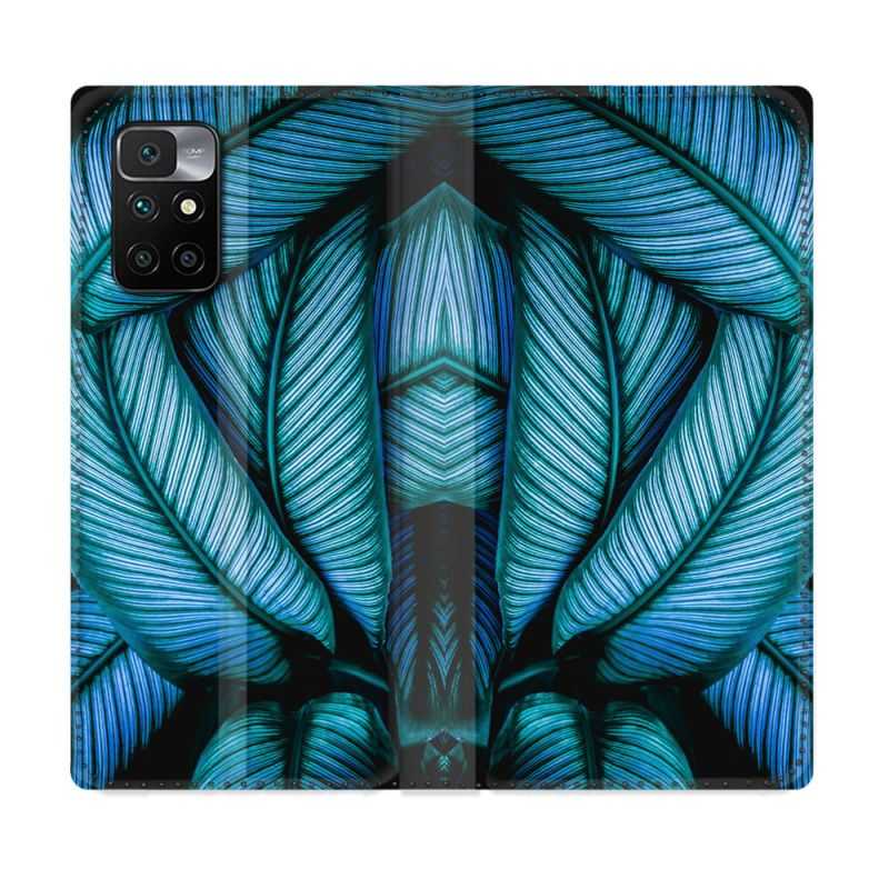 Housse Cuir Portefeuille Pour Xiaomi Redmi 10 Nature Feuille Palmier