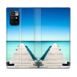 Housse Cuir Portefeuille Pour Xiaomi Redmi 10 Nature Pont Mer