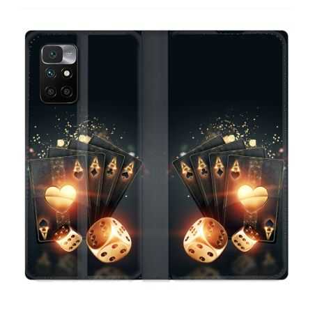 Housse Cuir Portefeuille Pour Xiaomi Redmi 10 Poker Des