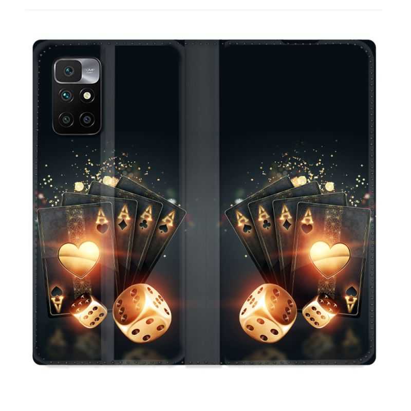 Housse Cuir Portefeuille Pour Xiaomi Redmi 10 Poker Des