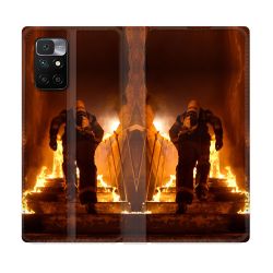 Housse Cuir Portefeuille Pour Xiaomi Redmi 10 Pompier Escalier