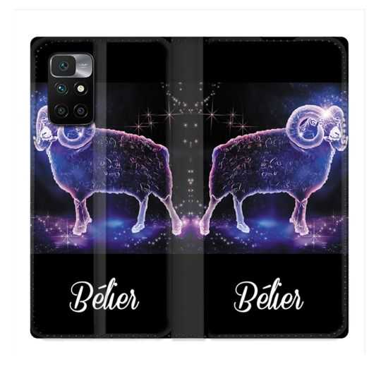Housse Cuir Portefeuille Pour Xiaomi Redmi 10 Signe Zodiaque 2 Bélier