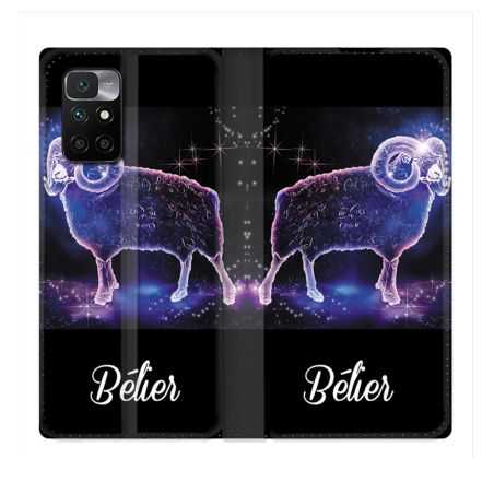 Housse Cuir Portefeuille Pour Xiaomi Redmi 10 Signe Zodiaque 2 Bélier