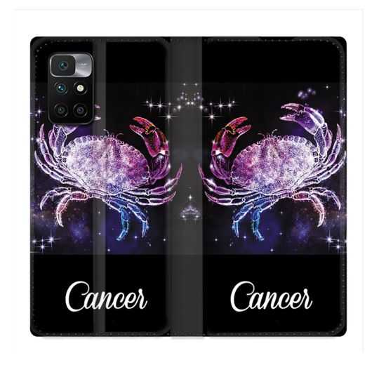 Housse Cuir Portefeuille Pour Xiaomi Redmi 10 Signe Zodiaque 2 Cancer