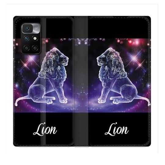 Housse Cuir Portefeuille Pour Xiaomi Redmi 10 Signe Zodiaque 2 Lion