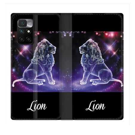 Housse Cuir Portefeuille Pour Xiaomi Redmi 10 Signe Zodiaque 2 Lion