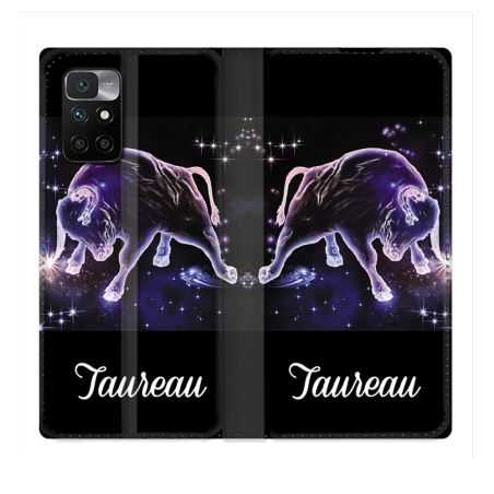 Housse Cuir Portefeuille Pour Xiaomi Redmi 10 Signe Zodiaque 2 Taureau