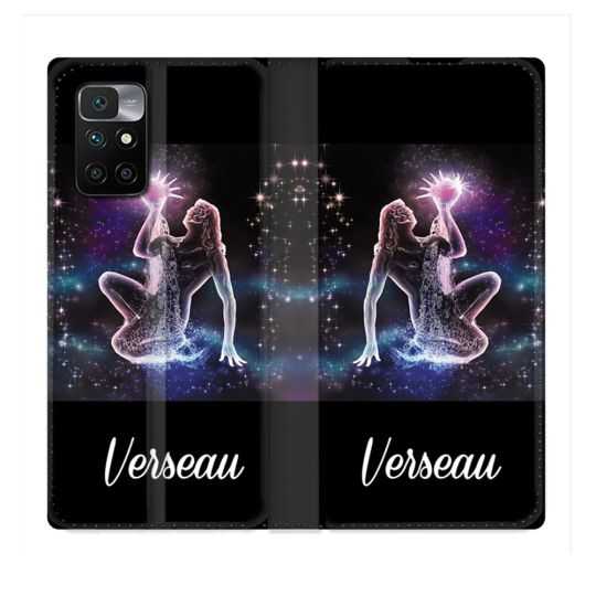 Housse Cuir Portefeuille Pour Xiaomi Redmi 10 Signe Zodiaque 2 Verseau