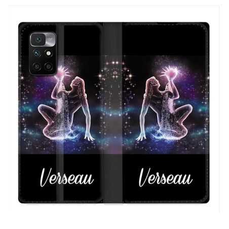 Housse Cuir Portefeuille Pour Xiaomi Redmi 10 Signe Zodiaque 2 Verseau