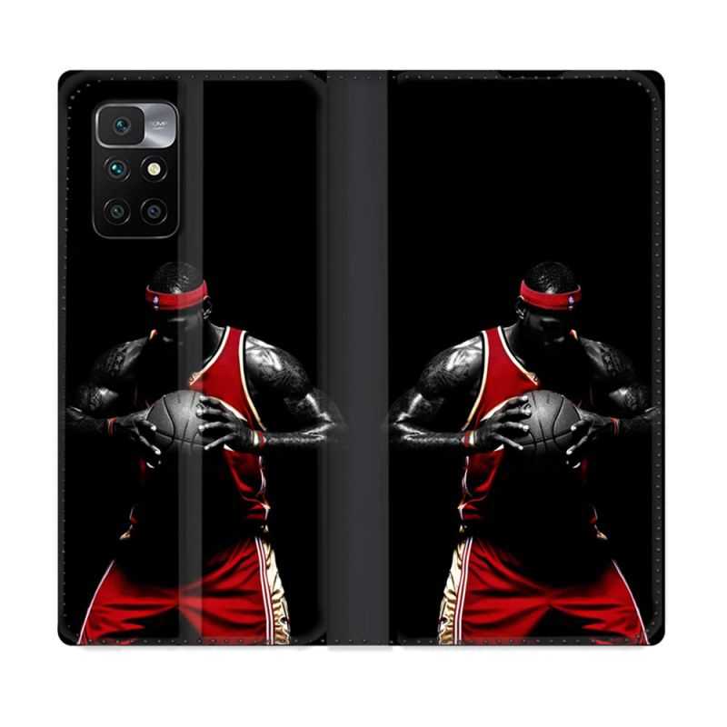 Housse Cuir Portefeuille Pour Xiaomi Redmi 10 Sport Basketeur