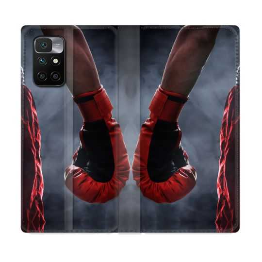 Housse Cuir Portefeuille Pour Xiaomi Redmi 10 Sport Boxe Gant Rouge