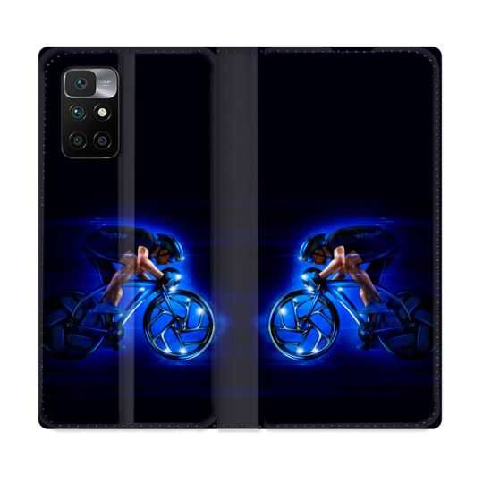 Housse Cuir Portefeuille Pour Xiaomi Redmi 10 Sport Cyclisme Bleu