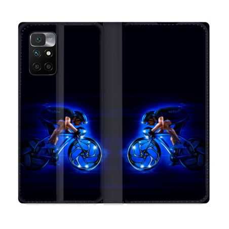 Housse Cuir Portefeuille Pour Xiaomi Redmi 10 Sport Cyclisme Bleu