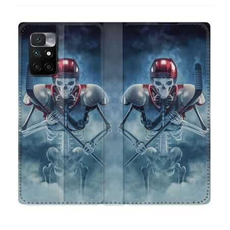 Housse Cuir Portefeuille Pour Xiaomi Redmi 10 Sport Hockey Squelette