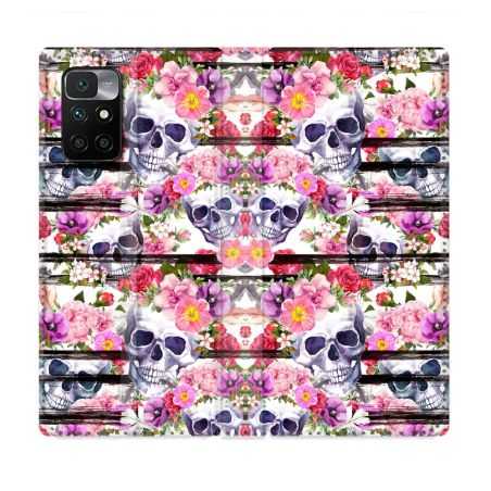 Housse Cuir Portefeuille Pour Xiaomi Redmi 10 Tete de Mort Pattern