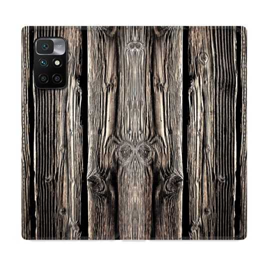 Housse Cuir Portefeuille Pour Xiaomi Redmi 10 Texture Bois