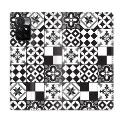 Housse Cuir Portefeuille Pour Xiaomi Redmi 10 Texture Carreau Ciment Noir