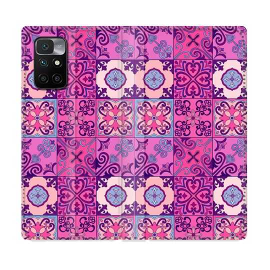 Housse Cuir Portefeuille Pour Xiaomi Redmi 10 Texture Carreau Ciment Violet